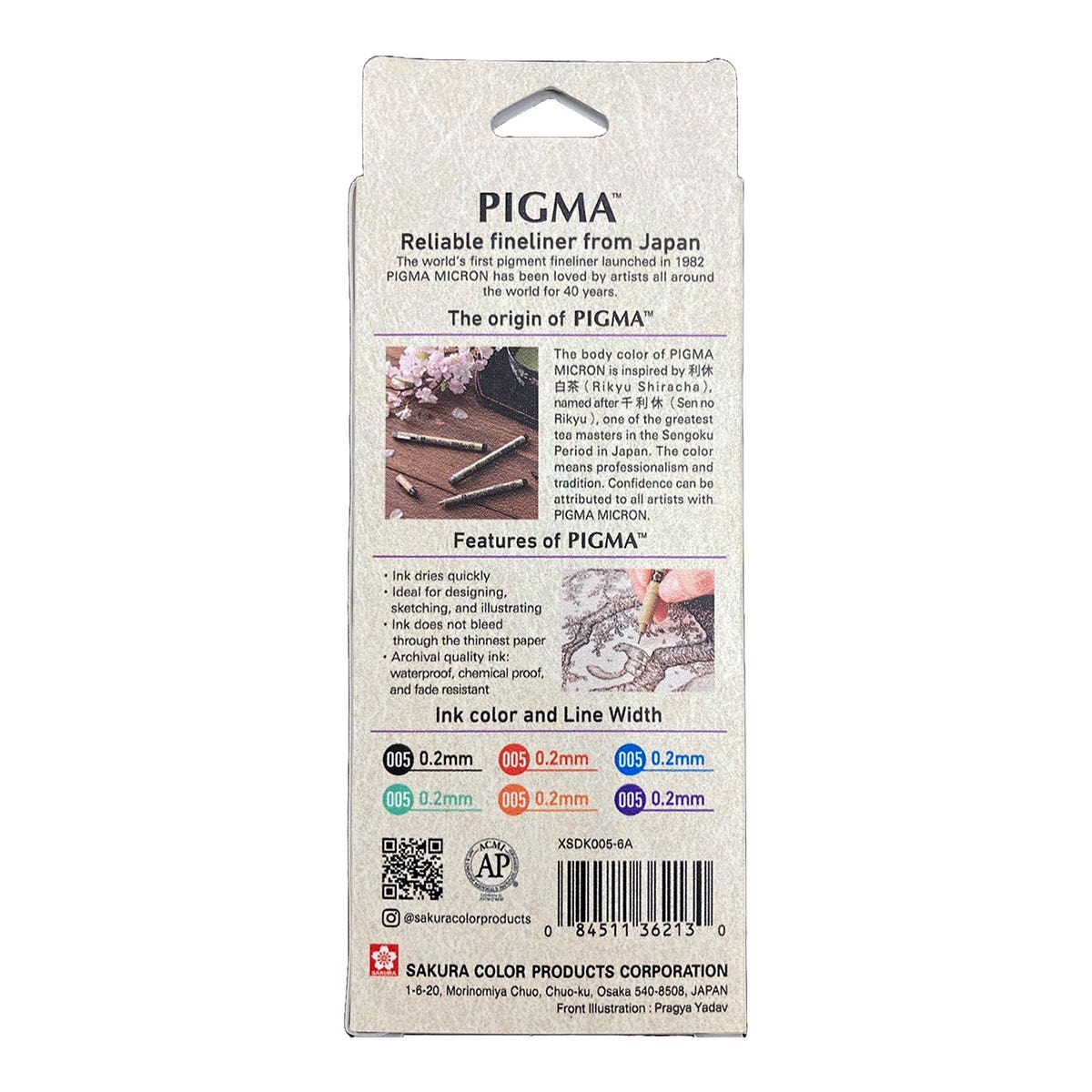 Sakura Pigma Micron Fineliner 005 Colour Sketch Set 6