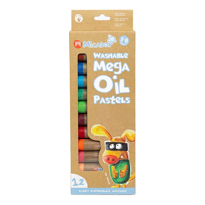 Micador Jr. Easy Wash Mega Oil Pastel Set 12
