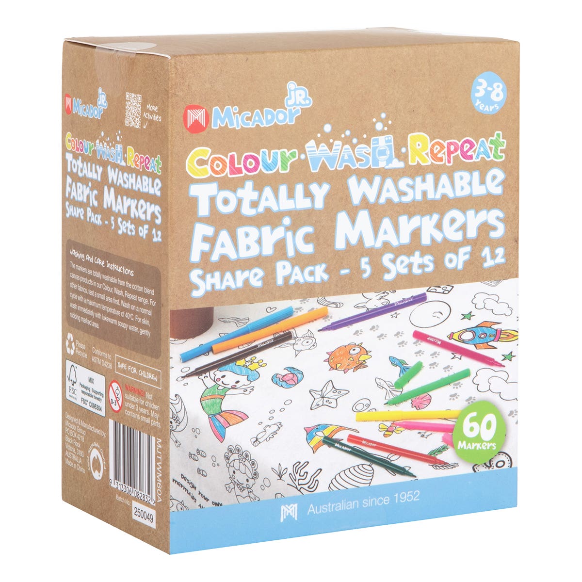 Micador Jr. Colour Wash Repeat Totally Washable Fabric Marker Packs