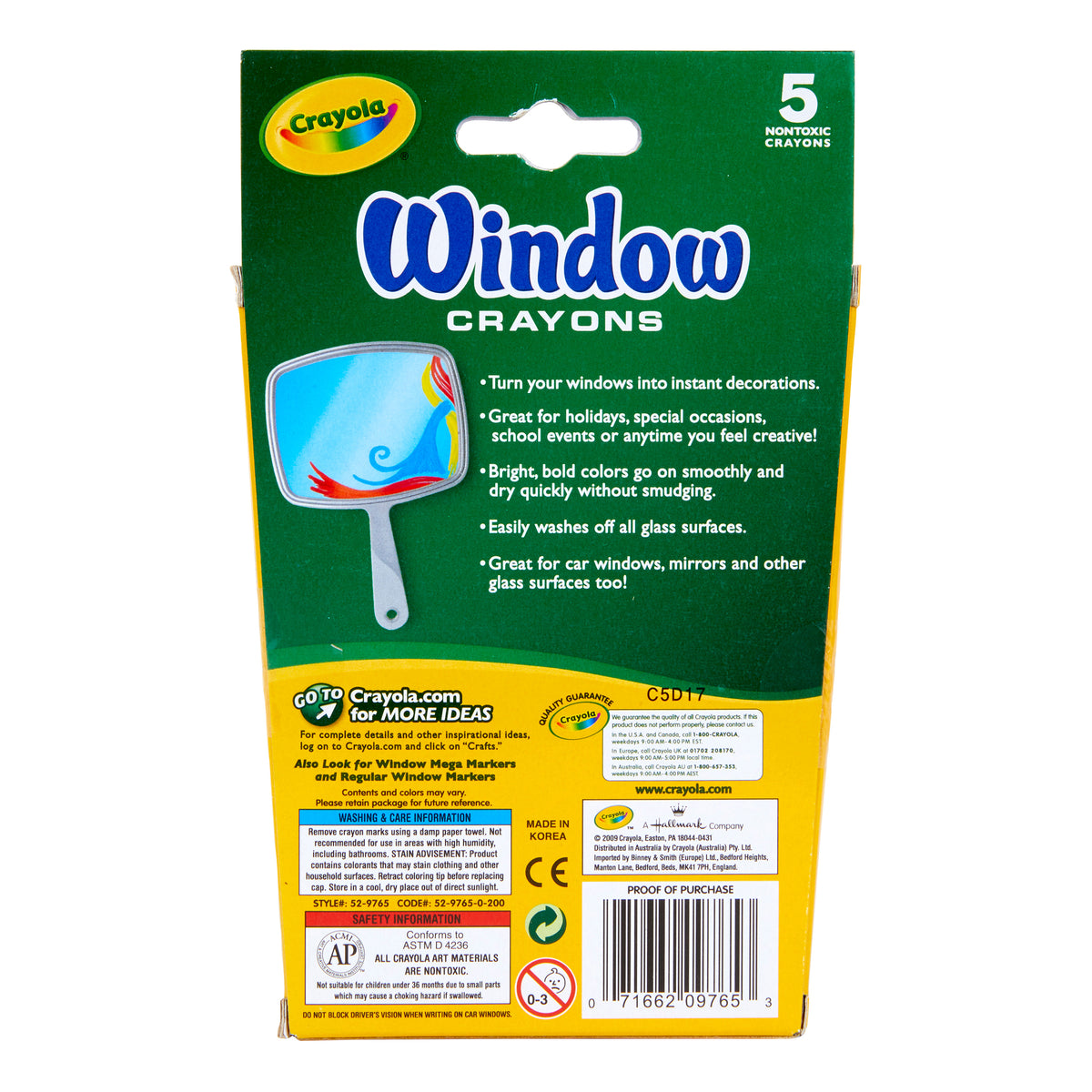 Crayola Washable Window Crayons Pack 5