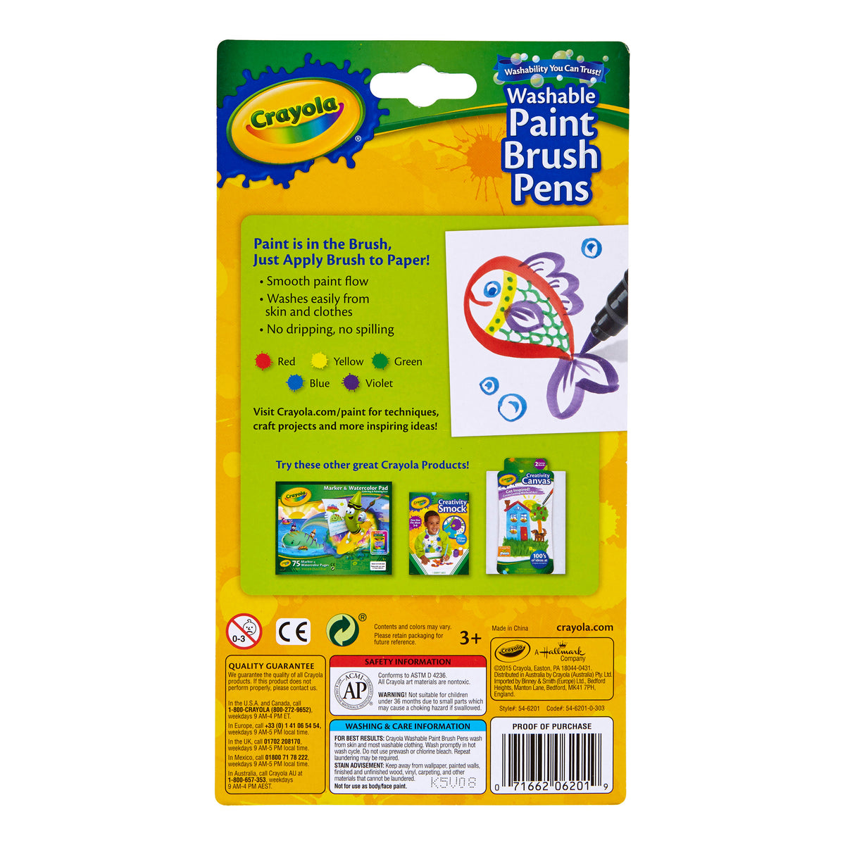 Crayola Classic Washable Paint Brush Pen Pack 5