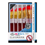 Royal Langnickel Classroom Red Grip Taklon Brush Set 24 Flat