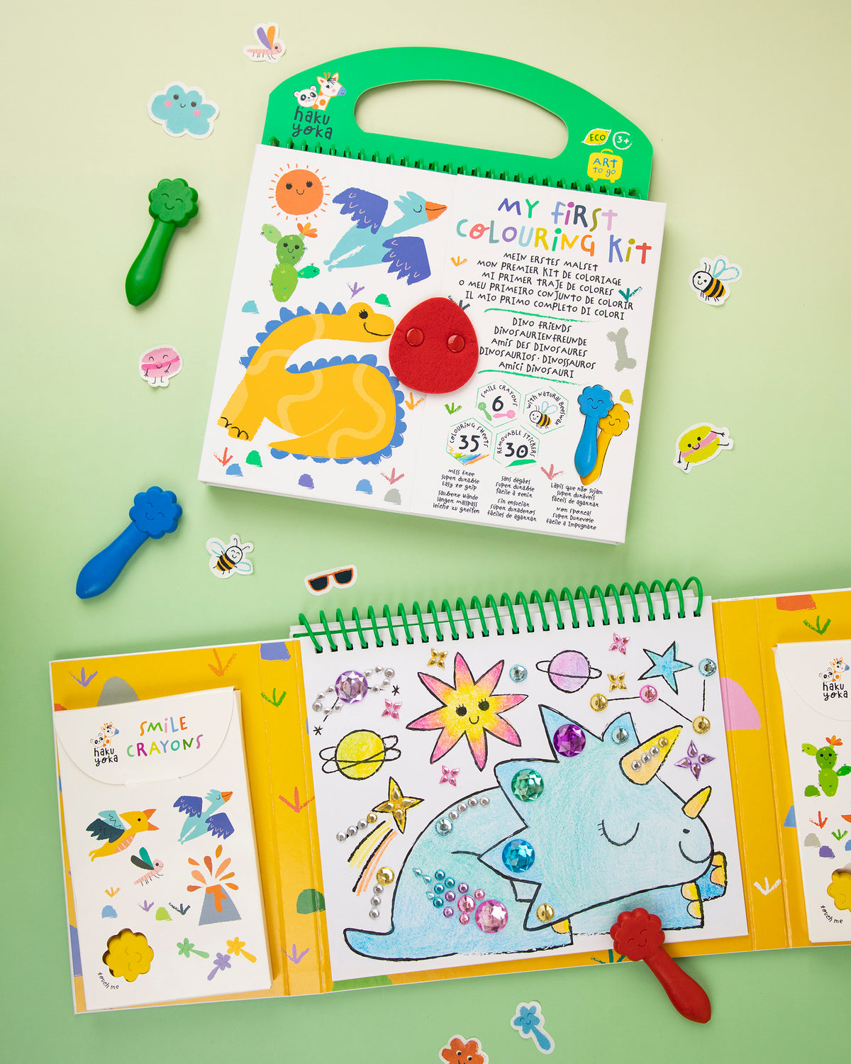 Haku Yoka Art To Go Kit My First Colouring Kit Dino Friends