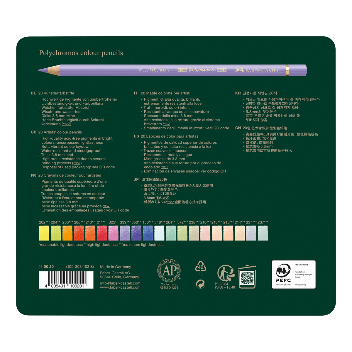 Faber-Castell Polychromos Colour Pencil Tin 20
