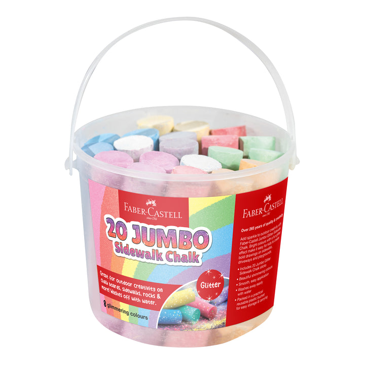 Faber-Castell Jumbo Glitter Chalk Bucket Set 20