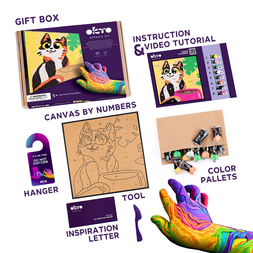 Okto Colouring Clay By Numbers Funny Cat