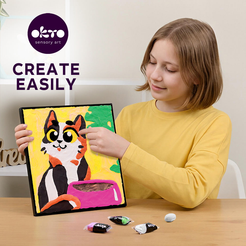 Okto Colouring Clay By Numbers Funny Cat
