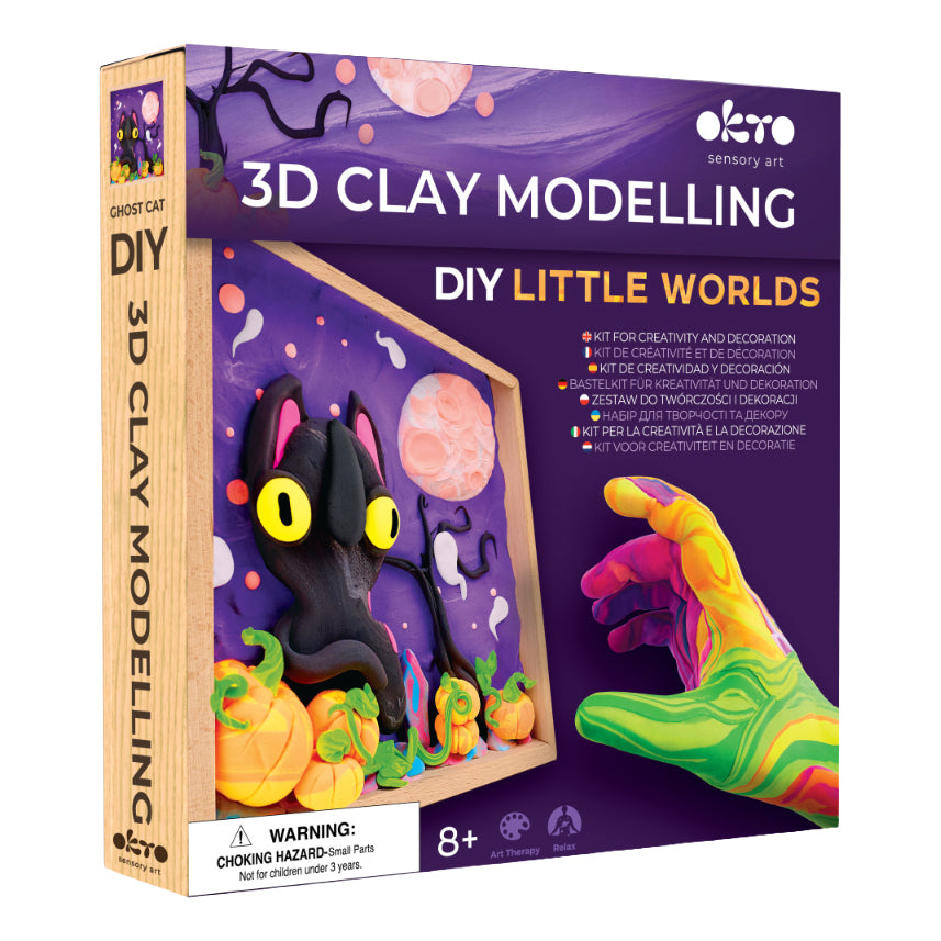 Okto Wood & Craft DIY Little Worlds Kids Kit Ghost Cat