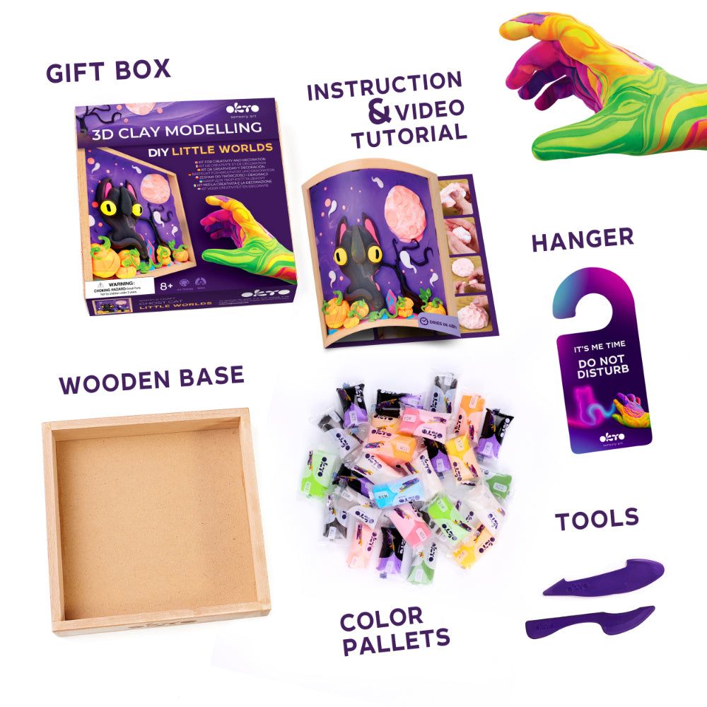 Okto Wood & Craft DIY Little Worlds Kids Kit Ghost Cat