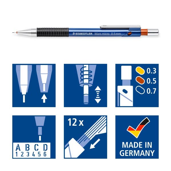 STAEDTLER Mars Micro Mechanical Pencil Wallet of 3
