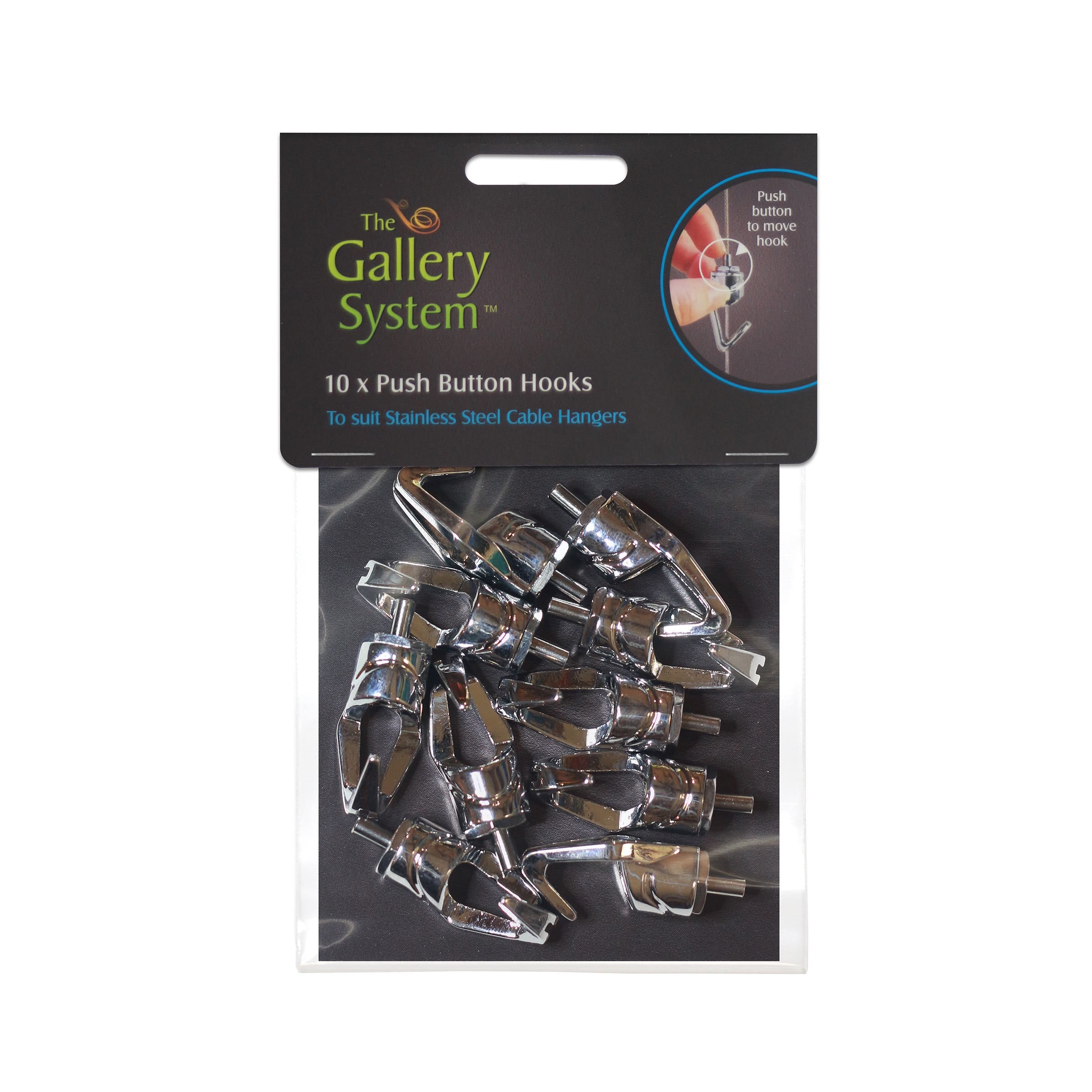 Gallery Hanging System Push Button Hook
