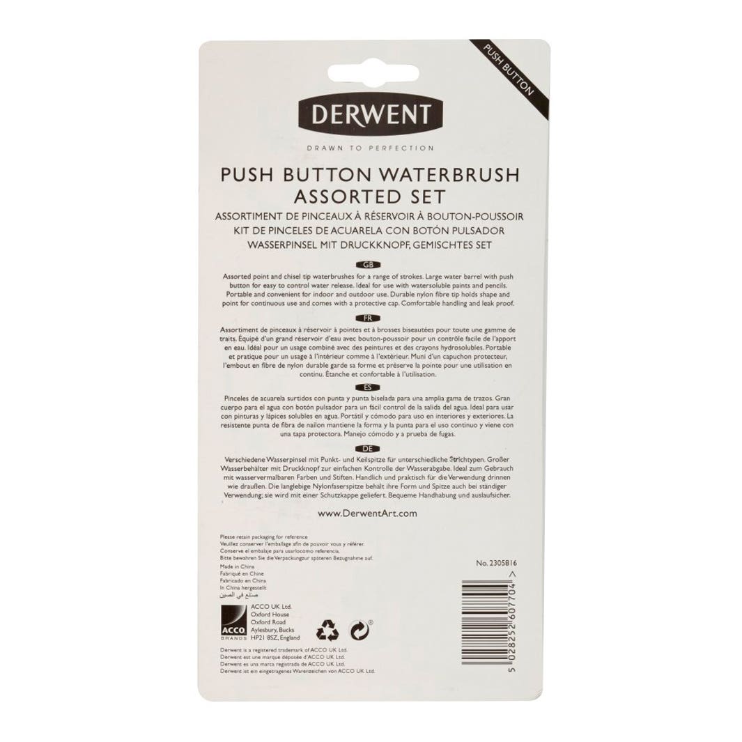 Derwent Push Button Waterbrush Set 4
