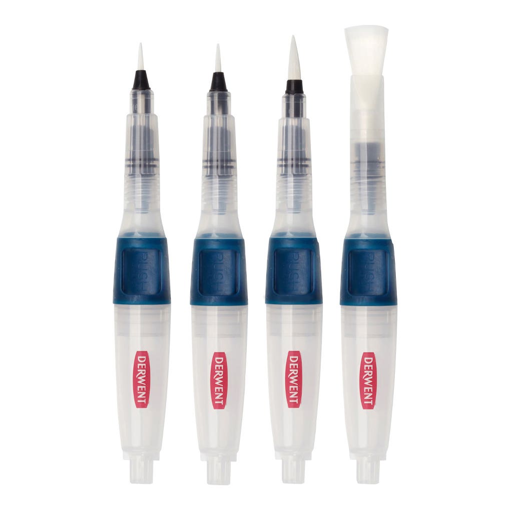 Derwent Push Button Waterbrush Set 4