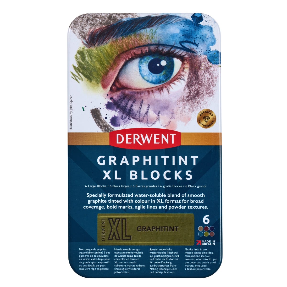 Derwent XL Graphitint Block Tin Set 6