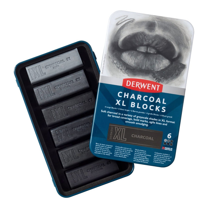 Derwent XL Charcoal Block Tin Set 6