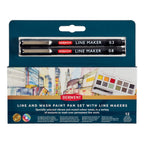 Derwent Line and Wash Paint Pan Set with Line Makers