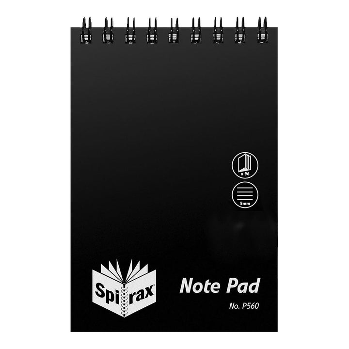 Spirax P560 Polypropylene Cover Notebook Black 112x77mm