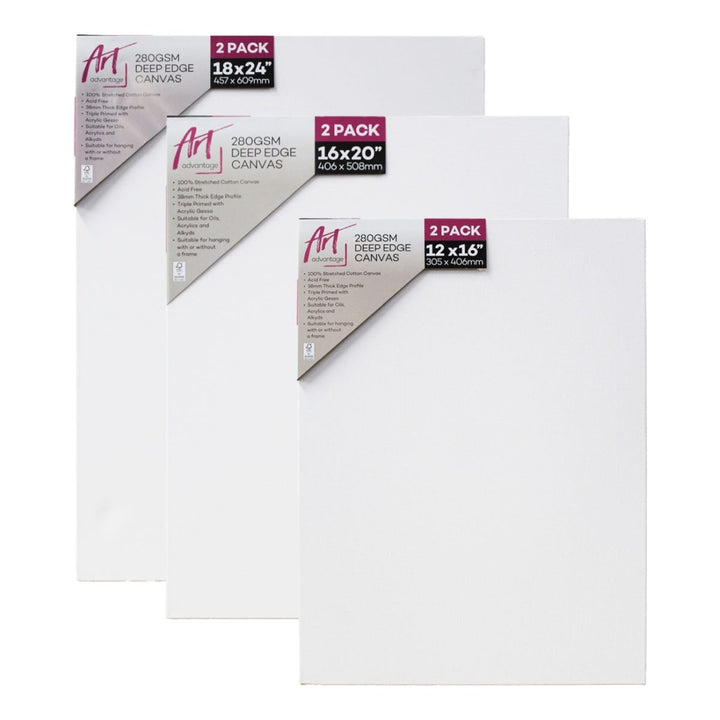 Art Advantage Thick Edge Stretched Canvas Packs