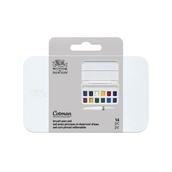 Winsor & Newton Cotman Half Pan And Brush Pen Set