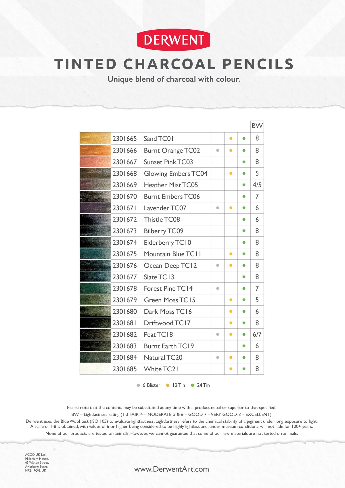 Derwent Tinted Charcoal Pencils